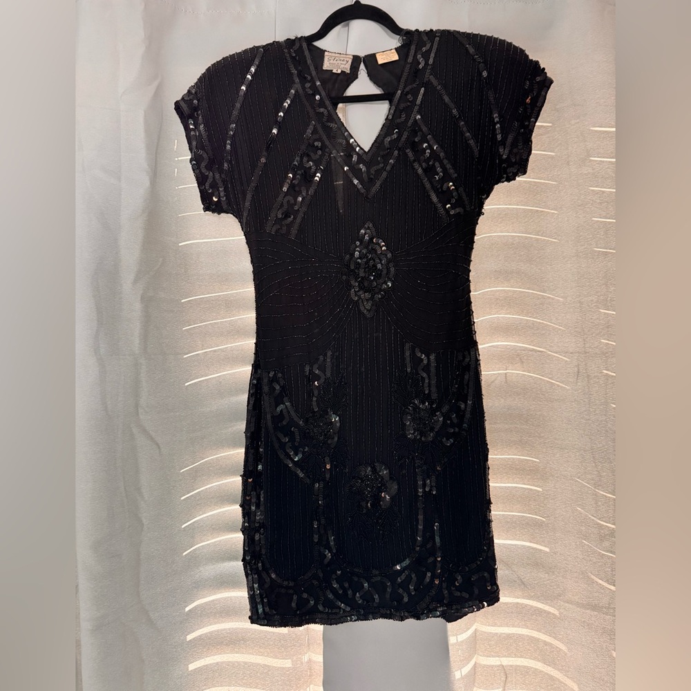 STÉNAY Vintage Silk Beaded Sequin Cocktail Party Dress